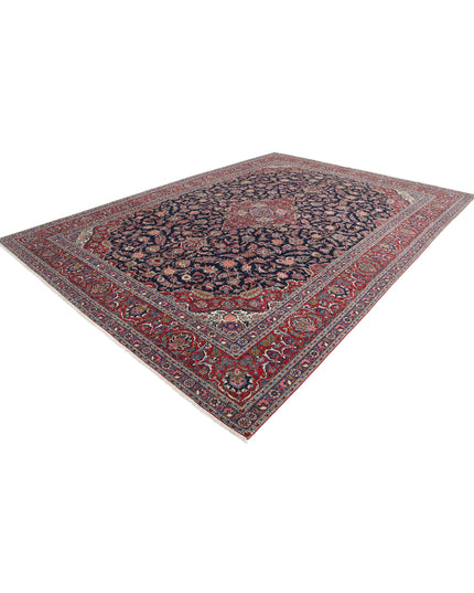 Kashan 10' 4" X 14' 4" Hand Knotted Wool Rug 10' 4" X 14' 4" (315 X 437) / Blue / Wool