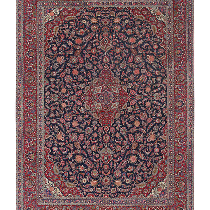 Kashan 10' 4" X 14' 4" Hand Knotted Wool Rug 10' 4" X 14' 4" (315 X 437) / Blue / Wool