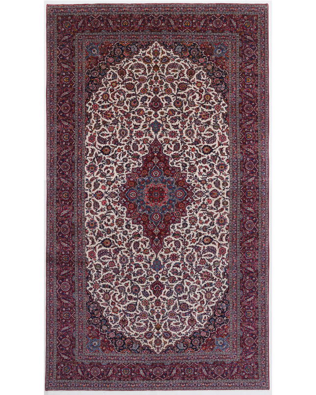 Kashan 8' 8" X 15' 9" Hand Knotted Wool Rug 8' 8" X 15' 9" (264 X 480) / Ivory / Wool