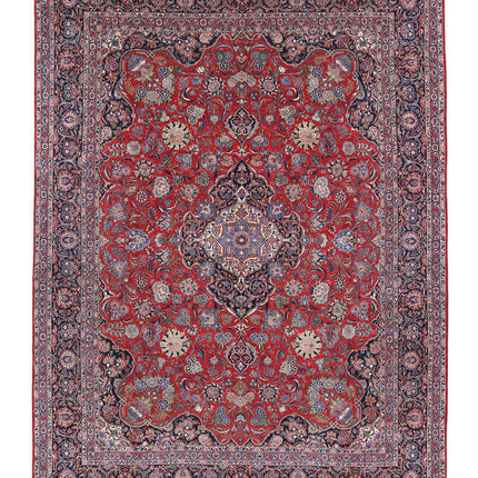 Kashan 10' 7" X 14' 3" Hand Knotted Wool Rug 10' 7" X 14' 3" (322 X 434) / Red / Wool