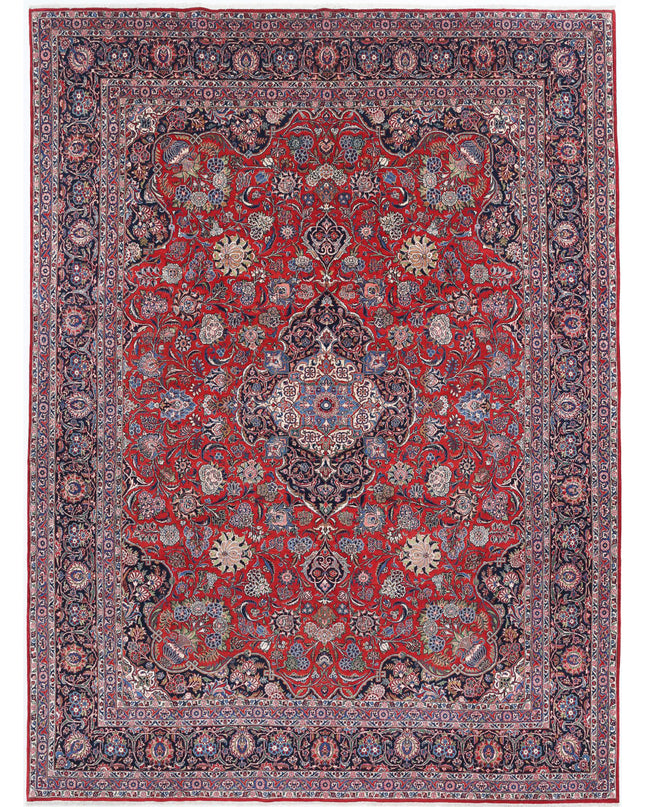 Kashan 10' 7" X 14' 3" Hand Knotted Wool Rug 10' 7" X 14' 3" (322 X 434) / Red / Wool