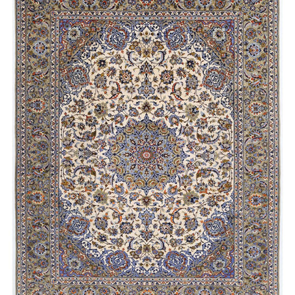 Kashan 9' 11" X 12' 11" Hand Knotted Wool Rug 9' 11" X 12' 11" (302 X 394) / Ivory / Wool