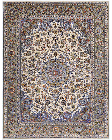 Kashan 9' 11" X 12' 11" Hand Knotted Wool Rug 9' 11" X 12' 11" (302 X 394) / Ivory / Wool