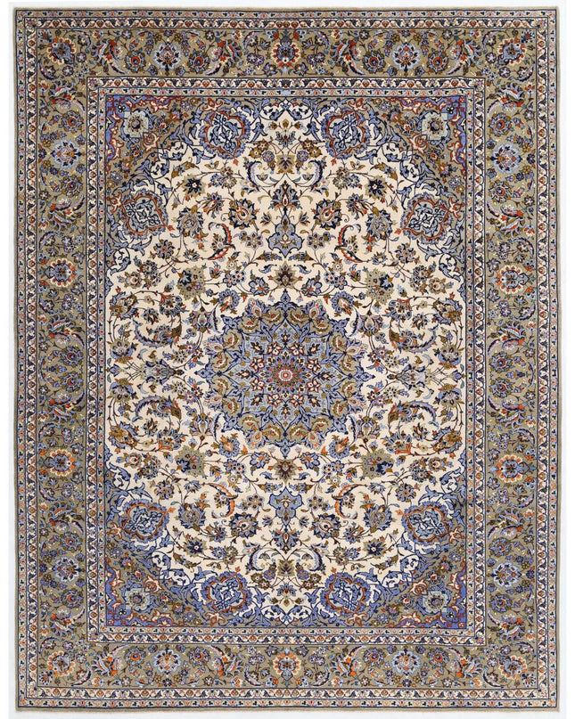 Kashan 9' 11" X 12' 11" Hand Knotted Wool Rug 9' 11" X 12' 11" (302 X 394) / Ivory / Wool