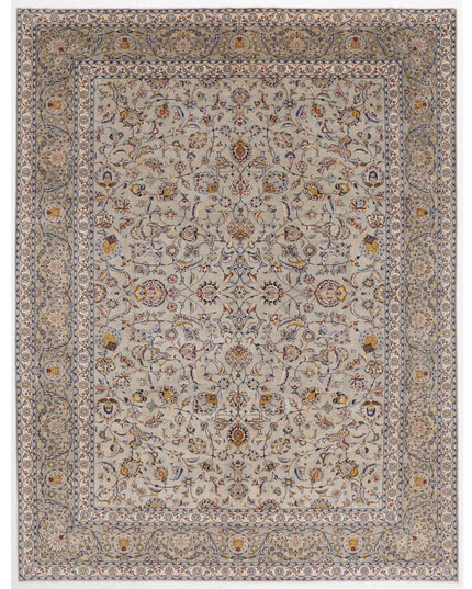 Kashan 10' 1" X 13' 2" Hand Knotted Wool Rug 10' 1" X 13' 2" (307 X 401) / Grey / Wool