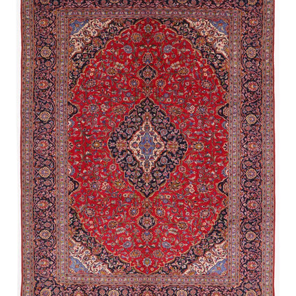 Kashan 9' 7" X 12' 9" Hand Knotted Wool Rug 9' 7" X 12' 9" (292 X 389) / Red / Wool