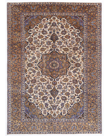 Kashan 7' 2" X 10' 0" Hand Knotted Wool Rug 7' 2" X 10' 0" (219 X 305) / Ivory / Wool