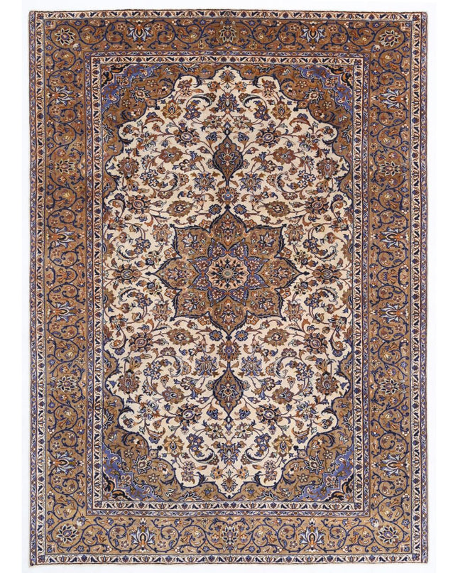 Kashan 7' 2" X 10' 0" Hand Knotted Wool Rug 7' 2" X 10' 0" (219 X 305) / Ivory / Wool