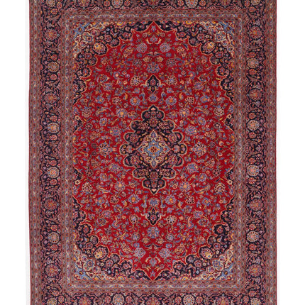 Kashan 9' 6" X 13' 5" Hand Knotted Wool Rug 9' 6" X 13' 5" (290 X 409) / Red / Wool
