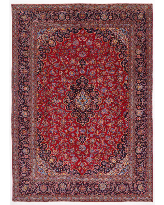 Kashan 9' 6" X 13' 5" Hand Knotted Wool Rug 9' 6" X 13' 5" (290 X 409) / Red / Wool
