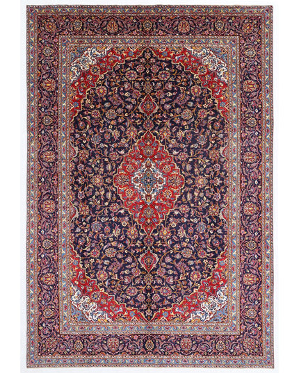 Kashan 9' 6" X 13' 11" Hand Knotted Wool Rug 9' 6" X 13' 11" (290 X 424) / Blue / Wool