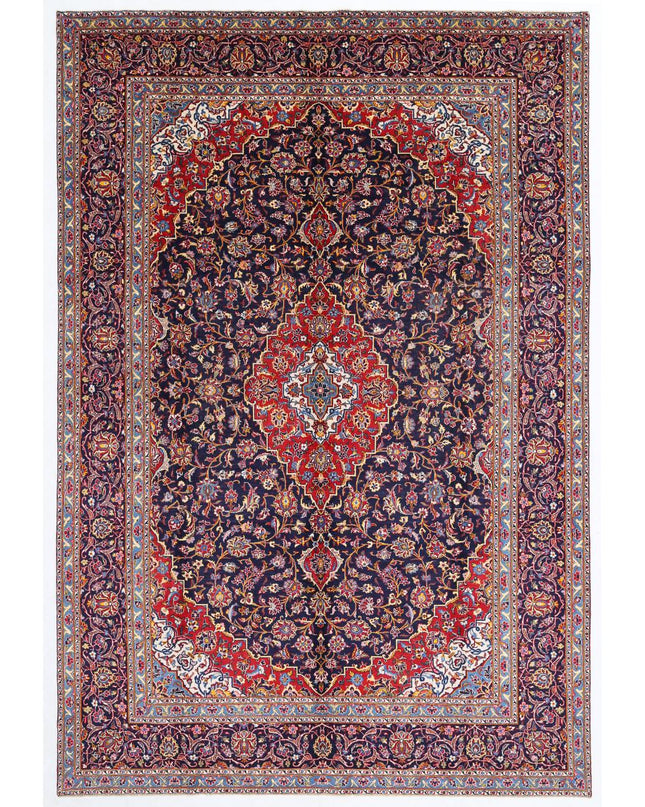 Kashan 9' 6" X 13' 11" Hand Knotted Wool Rug 9' 6" X 13' 11" (290 X 424) / Blue / Wool