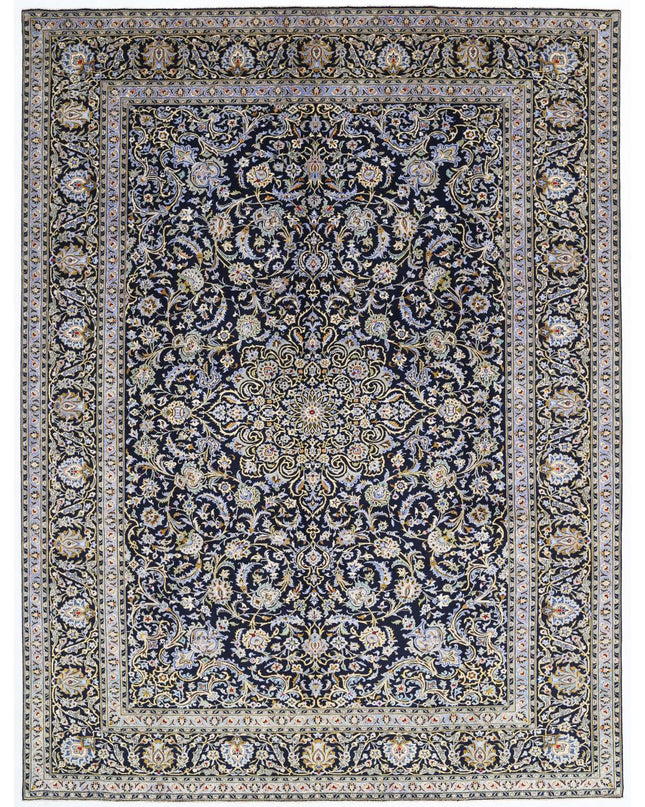 Kashan 9' 11" X 13' 4" Hand Knotted Wool Rug 9' 11" X 13' 4" (302 X 406) / Blue / Wool