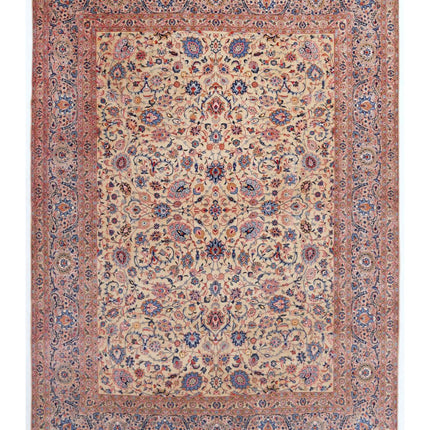 Kashan 9' 9" X 13' 3" Hand Knotted Wool Rug 9' 9" X 13' 3" (297 X 404) / Ivory / Wool