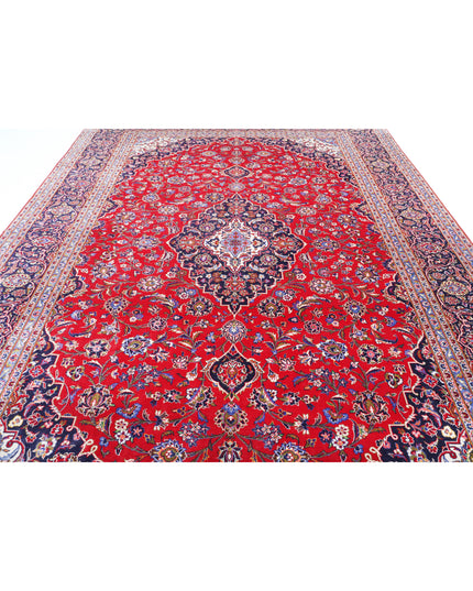 Kashan 9' 6" X 13' 6" Hand Knotted Wool Rug 9' 6" X 13' 6" (290 X 411) / Red / Wool