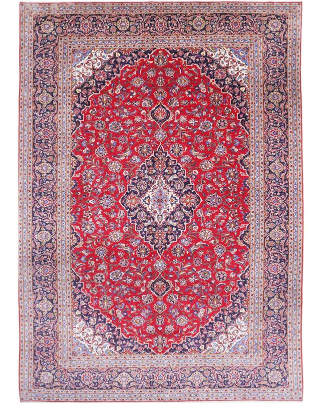 Kashan 9' 6" X 13' 6" Hand Knotted Wool Rug 9' 6" X 13' 6" (290 X 411) / Red / Wool