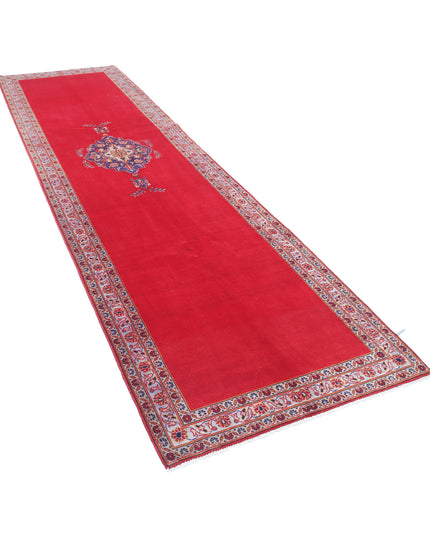 Kashan 3' 5" X 12' 3" Hand Knotted Wool Rug 3' 5" X 12' 3" (104 X 373) / Red / Wool