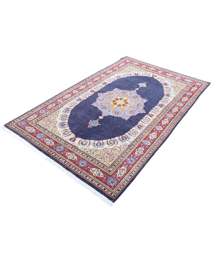 Kashan 4' 4" X 7' 3" Hand Knotted Wool Rug 4' 4" X 7' 3" (132 X 221) / Blue / Wool