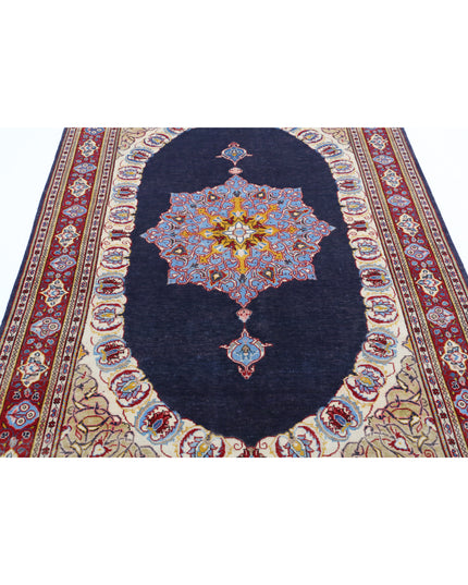 Kashan 4' 4" X 7' 3" Hand Knotted Wool Rug 4' 4" X 7' 3" (132 X 221) / Blue / Wool