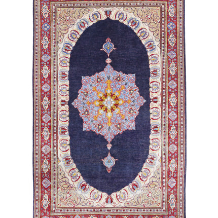 Kashan 4' 4" X 7' 3" Hand Knotted Wool Rug 4' 4" X 7' 3" (132 X 221) / Blue / Wool