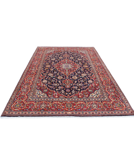 Kashan 6' 5" X 10' 3" Hand Knotted Wool Rug 6' 5" X 10' 3" (196 X 312) / Blue / Wool