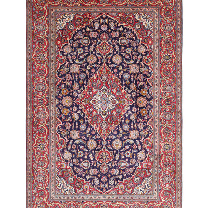 Kashan 6' 5" X 10' 3" Hand Knotted Wool Rug 6' 5" X 10' 3" (196 X 312) / Blue / Wool