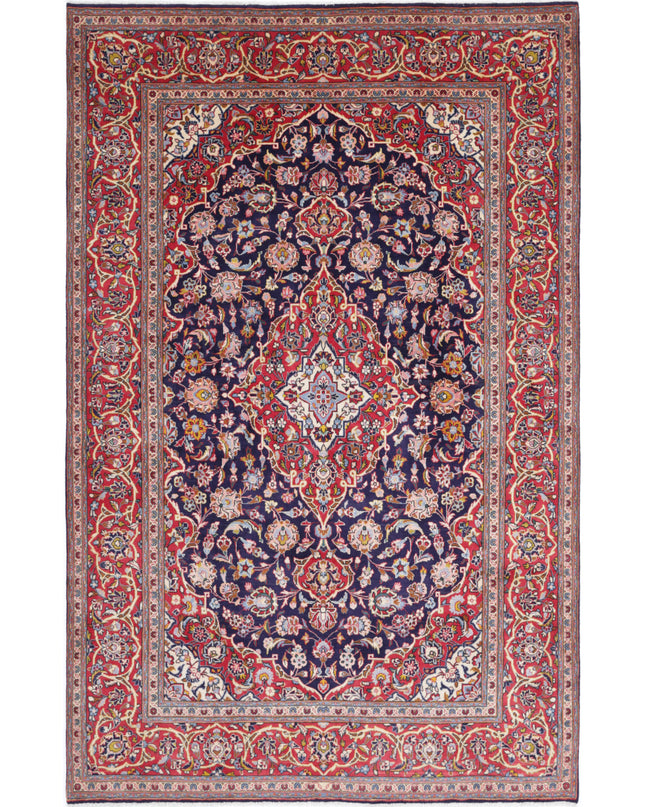 Kashan 6' 5" X 10' 3" Hand Knotted Wool Rug 6' 5" X 10' 3" (196 X 312) / Blue / Wool