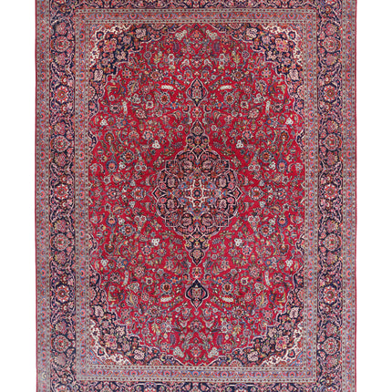 Kashan 9' 1" X 12' 7" Hand Knotted Wool Rug 9' 1" X 12' 7" (277 X 383) / Red / Wool