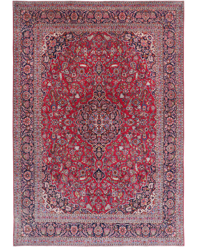 Kashan 9' 1" X 12' 7" Hand Knotted Wool Rug 9' 1" X 12' 7" (277 X 383) / Red / Wool