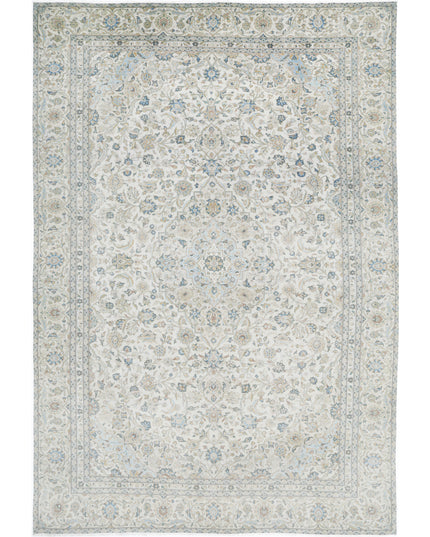 Kashan 8' 7" X 12' 7" Hand Knotted Wool Rug 8' 7" X 12' 7" (262 X 383) / Ivory / Wool