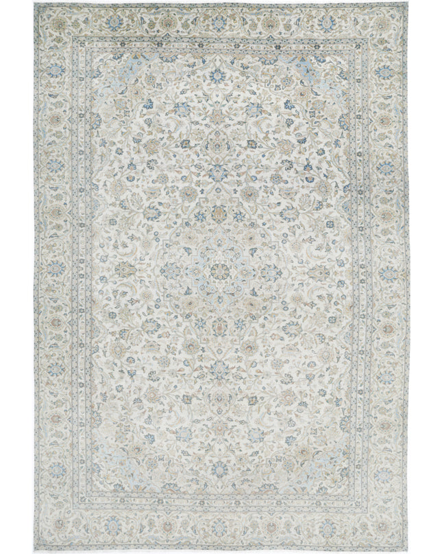 Kashan 8' 7" X 12' 7" Hand Knotted Wool Rug 8' 7" X 12' 7" (262 X 383) / Ivory / Wool