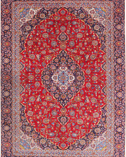 Kashan 9' 1" X 12' 9" Hand Knotted Wool Rug 9' 1" X 12' 9" (277 X 389) / Red / Wool