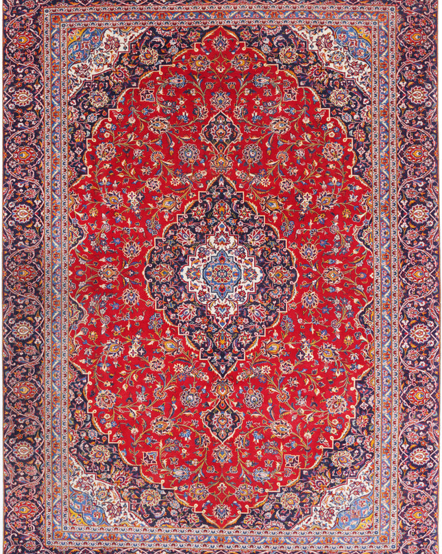 Kashan 9' 1" X 12' 9" Hand Knotted Wool Rug 9' 1" X 12' 9" (277 X 389) / Red / Wool