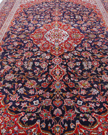 Kashan 9' 0" X 13' 2" Hand Knotted Wool Rug 9' 0" X 13' 2" (274 X 401) / Blue / Wool