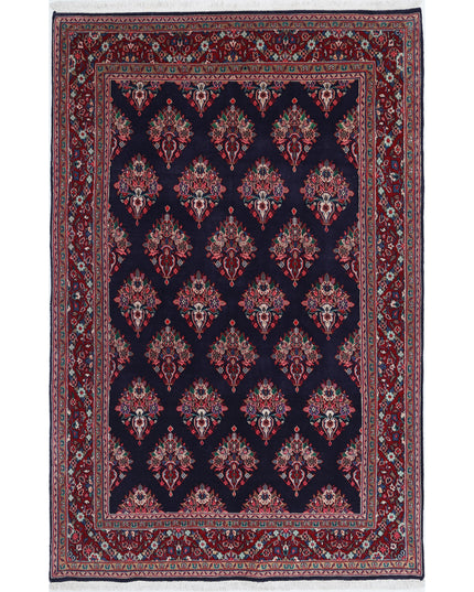 Kashan 4' 4" X 6' 9" Hand Knotted Wool Rug 4' 4" X 6' 9" (132 X 206) / Blue / Wool
