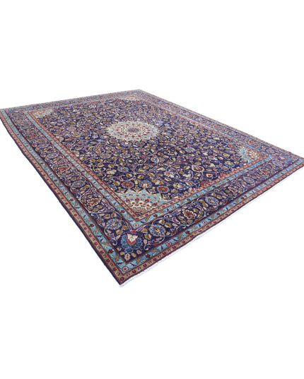 Kashan 9' 8" X 12' 4" Hand Knotted Wool Rug 9' 8" X 12' 4" (295 X 376) / Blue / Wool
