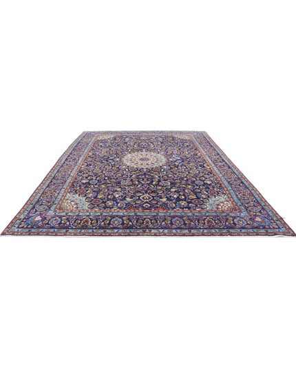 Kashan 9' 8" X 12' 4" Hand Knotted Wool Rug 9' 8" X 12' 4" (295 X 376) / Blue / Wool