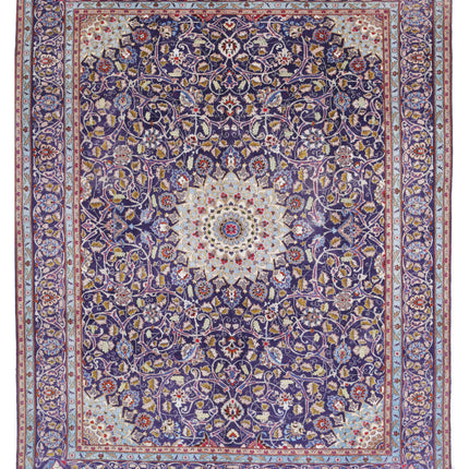 Kashan 9' 8" X 12' 4" Hand Knotted Wool Rug 9' 8" X 12' 4" (295 X 376) / Blue / Wool