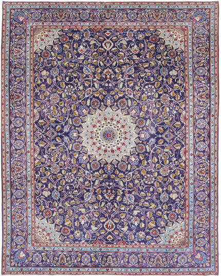 Kashan 9' 8" X 12' 4" Hand Knotted Wool Rug 9' 8" X 12' 4" (295 X 376) / Blue / Wool