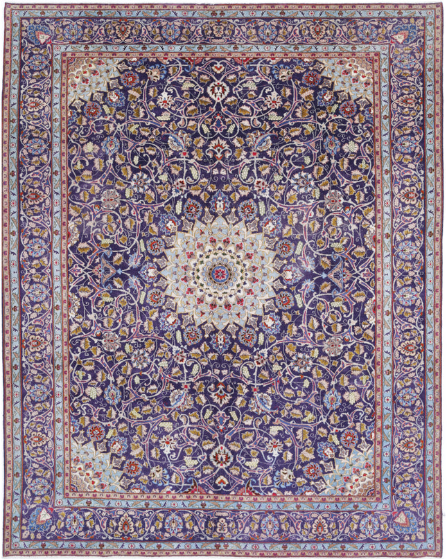 Kashan 9' 8" X 12' 4" Hand Knotted Wool Rug 9' 8" X 12' 4" (295 X 376) / Blue / Wool