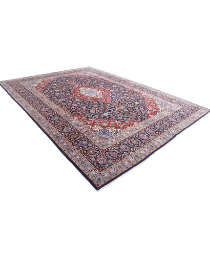 Kashan 9' 9" X 13' 8" Hand Knotted Wool Rug 9' 9" X 13' 8" (297 X 417) / Blue / Wool