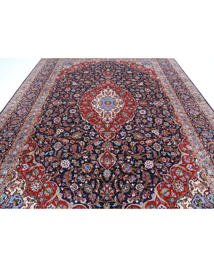 Kashan 9' 9" X 13' 8" Hand Knotted Wool Rug 9' 9" X 13' 8" (297 X 417) / Blue / Wool