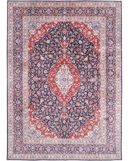 Kashan 9' 9" X 13' 8" Hand Knotted Wool Rug 9' 9" X 13' 8" (297 X 417) / Blue / Wool