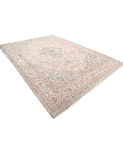 Kashan 9' 6" X 13' 2" Hand Knotted Wool Rug 9' 6" X 13' 2" (290 X 401) / Ivory / Wool