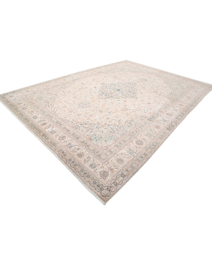 Kashan 9' 6" X 13' 2" Hand Knotted Wool Rug 9' 6" X 13' 2" (290 X 401) / Ivory / Wool