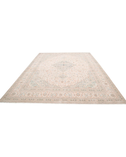 Kashan 9' 6" X 13' 2" Hand Knotted Wool Rug 9' 6" X 13' 2" (290 X 401) / Ivory / Wool