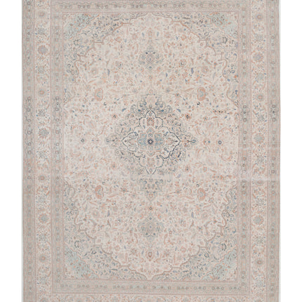 Kashan 9' 6" X 13' 2" Hand Knotted Wool Rug 9' 6" X 13' 2" (290 X 401) / Ivory / Wool