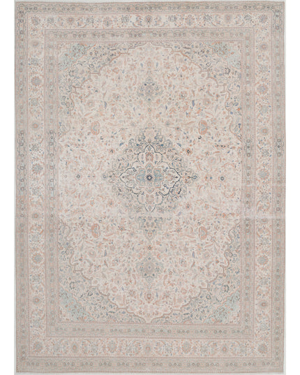 Kashan 9' 6" X 13' 2" Hand Knotted Wool Rug 9' 6" X 13' 2" (290 X 401) / Ivory / Wool