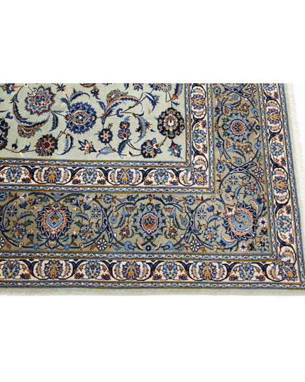 Kashan 9' 11" X 11' 6" Hand Knotted Wool Rug 9' 11" X 11' 6" (302 X 351) / Green / Wool