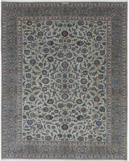 Kashan 9' 11" X 11' 6" Hand Knotted Wool Rug 9' 11" X 11' 6" (302 X 351) / Green / Wool